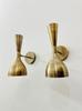 Mid Century Brass Diabolo Wall Sconce - Italian Modern Light Fixture Pair