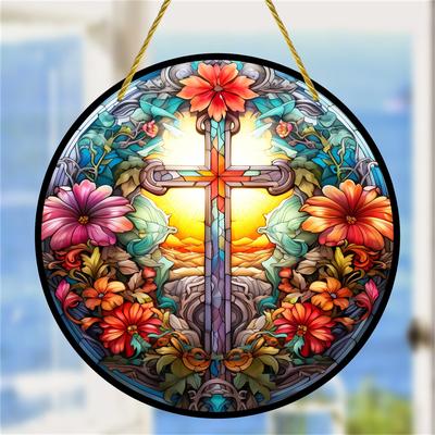 5 sztuk witrażowe wiszące okno, drewniany znak, dekoracja wisząca na okno, okrągły znak, dekoracja wieńca, dekoracja okna, dekoracja ganku, dekoracja ścienna, dekoracja domu, dekoracja pokoju