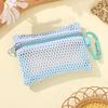 Transparent Mesh Makeup Bag Stylish Portable Cosmetic Pouch With Zipper Flat Design For Toiletries And Makeup Storage