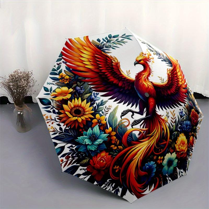1pc Floral Phoenix Automatic Opening and Closing Umbrella - Suitable for Various Occasions, Outdoor Activities, Lightweight and Durable Automatic