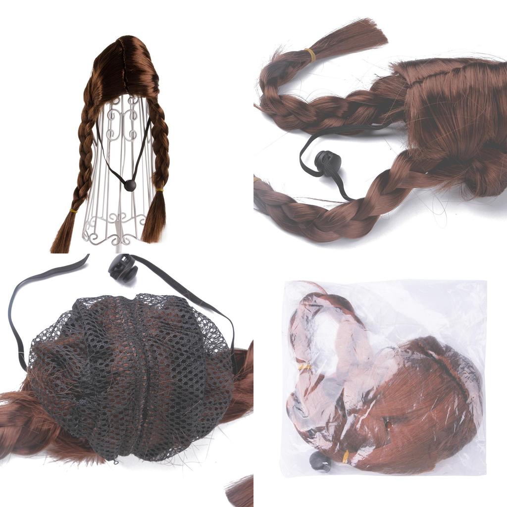 Double Brown Whimsical Braid Wig For Dogs And Cats Excellent For Holiday Events Dressup