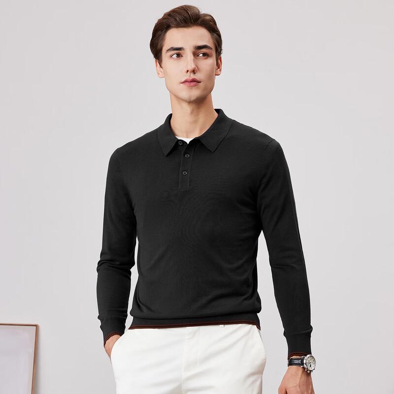 Men's Cashmere Mulberry Silk Blend Long-Sleeve Polo Shirt