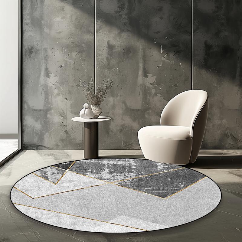 Modern Abstract Round Carpet Living Room Geometric Pattern Decor Area Rugs Coffee Tables Office Chair Non-slip Mats Customizable