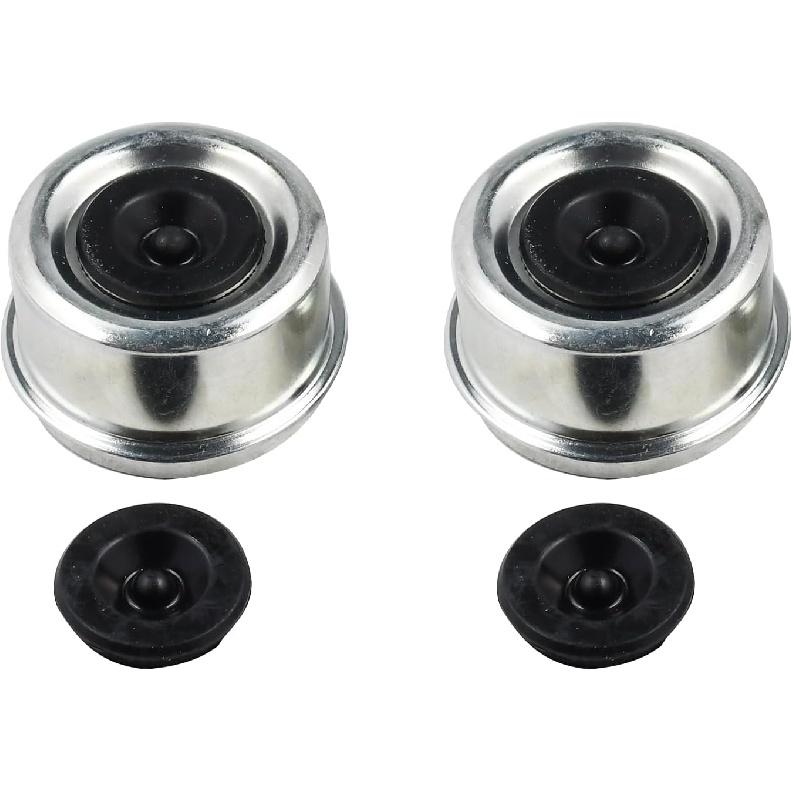 2Pcs 1.98 Inch Trailer Axle Dust Cap Cup Grease Cover Hub with Extra 2 Rubber Plugs, Compatible with Dexter EZ Lube Trailer Axles for Most 2000 to