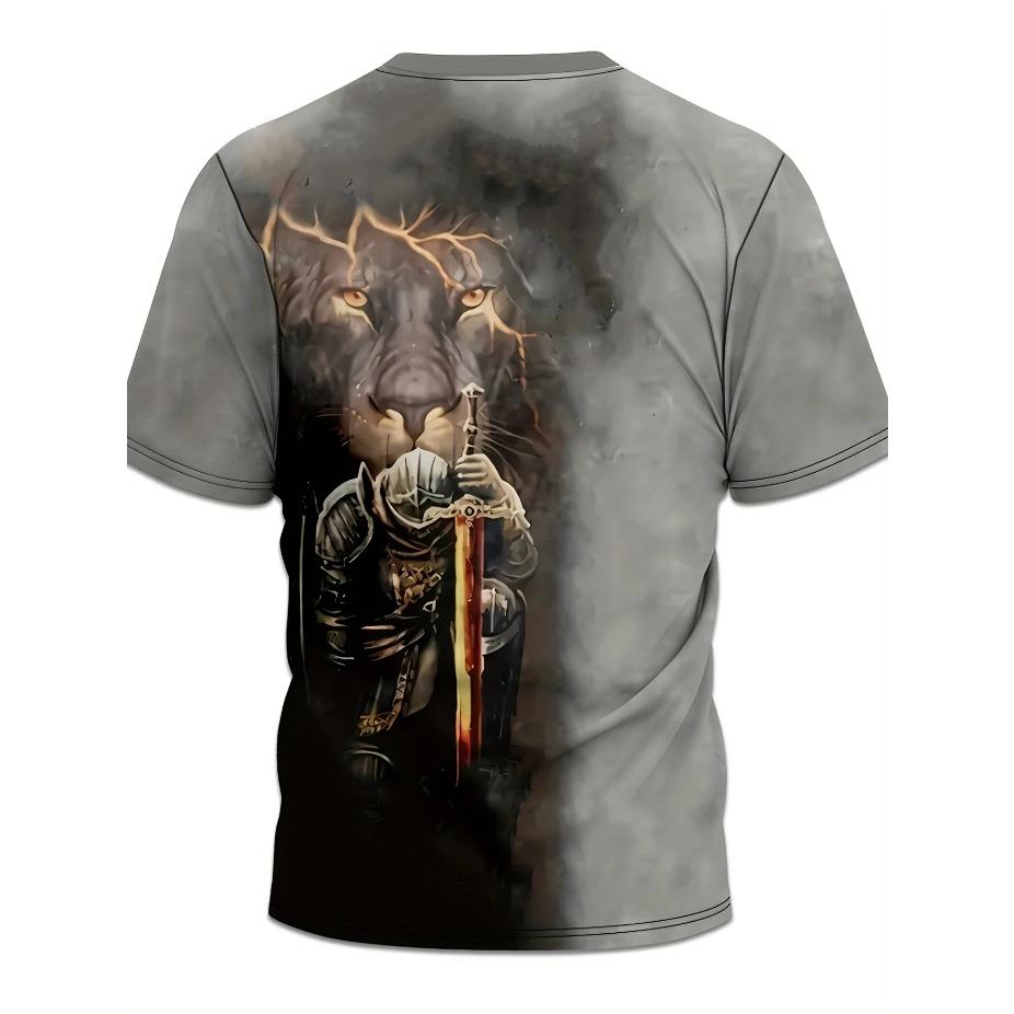 Men's 3D Printed Oil Painting T-Shirt - Vibrant Abstract Art Casual Short Sleeve Crew Neck Summer Top Polyester Bold Color Gradient Pattern, T Shirt