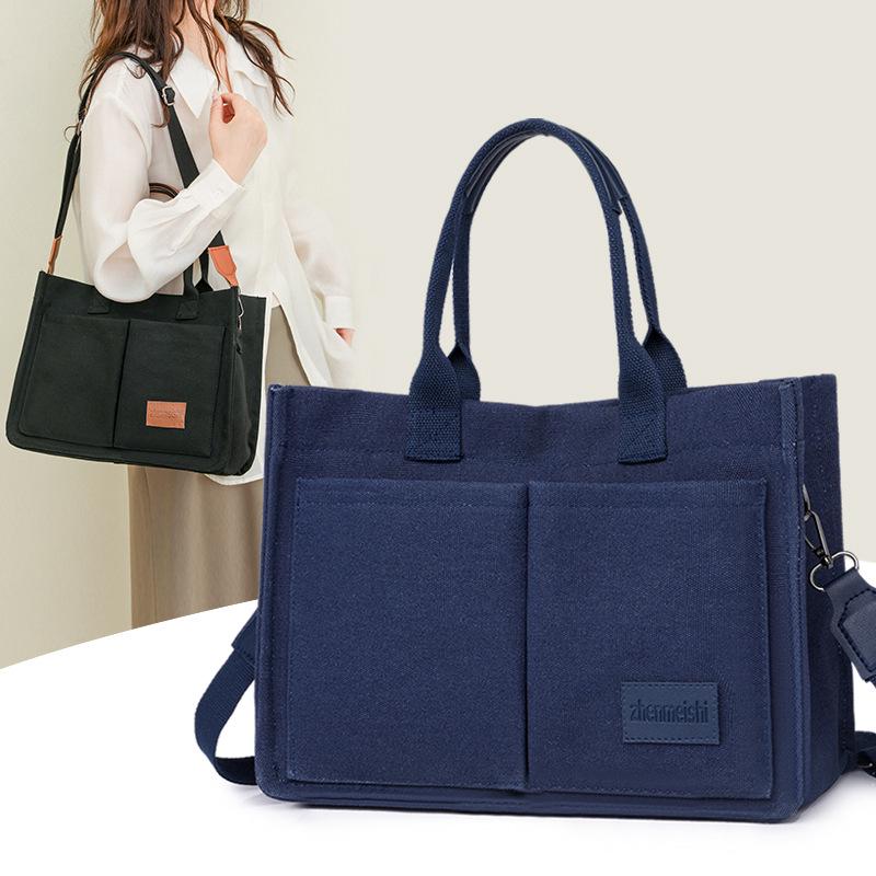 Japanese Minimalist Large-Capacity Crossbody Canvas Backpack & Versatile Tote Handbag.