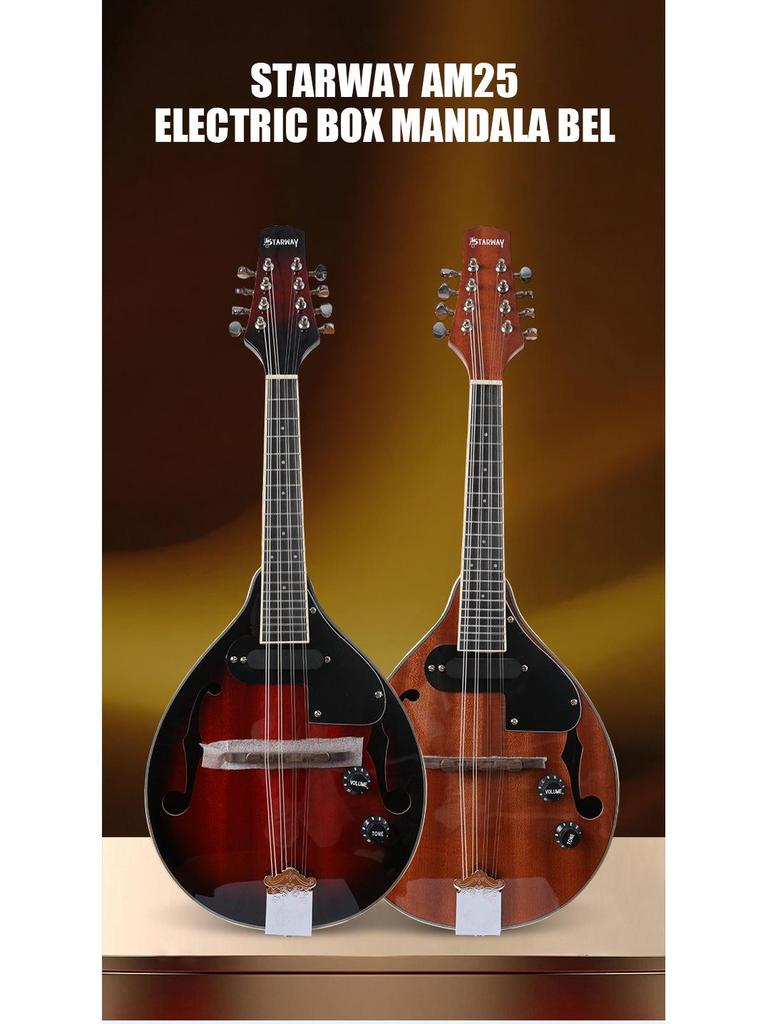 Mandolina Tibetano-China: Instrumento Étnico Occidental con Borde Azul Negro