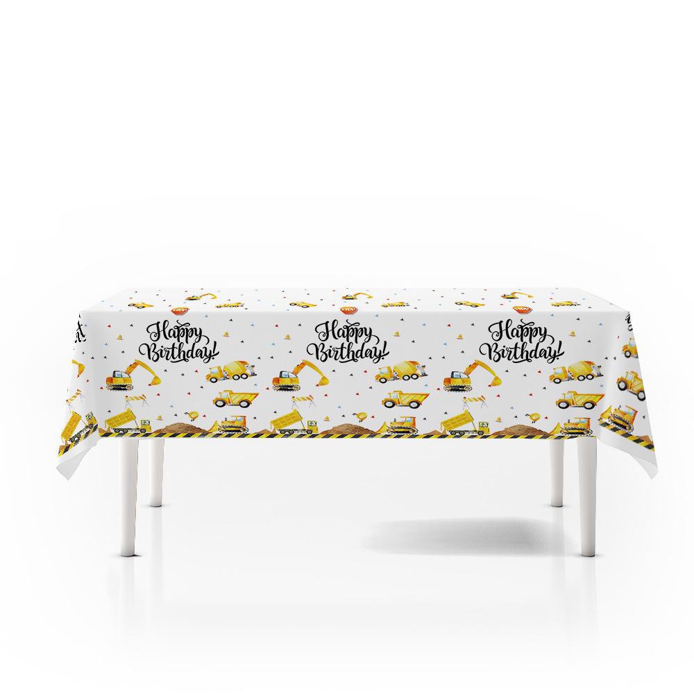 Construction Car Party Disposable Tableware Set: Plates, Cups, Towels for Boys' Birthday Decorations