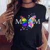 New Women T Shirt Fashion MOM Butterfly Floral Print Tshirt Casual Short Sleeve Tops Tee Women T-shirts 90s Lady Female T Shirt