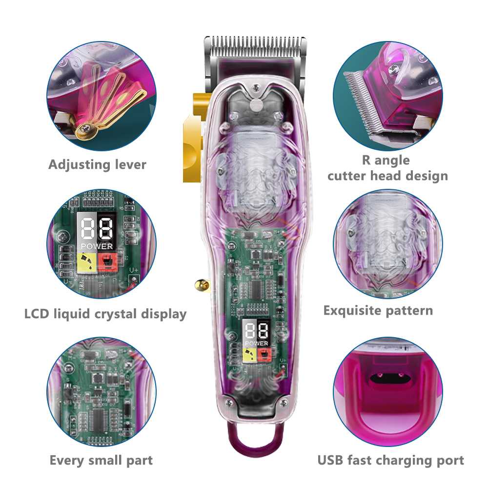 

Kemei-2707, новая машинка для стрижки волос с прозрачным чехлом, парикмахерская, USB перезаряжаемый триммер для мужчин, мощная машинка для стрижки волос