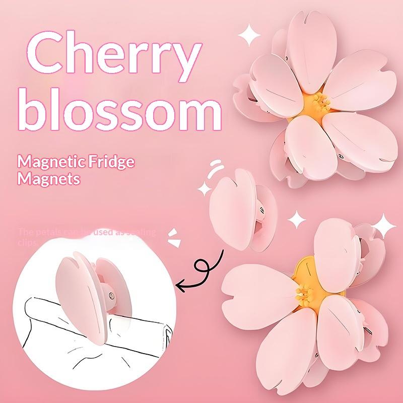 1/2Pcs Cherry Blossom Magnetic Fridge Magnet Seal Clip, Petal Sealing Magnetic Fridge Sticker, Snack Clip, Flower Decoration