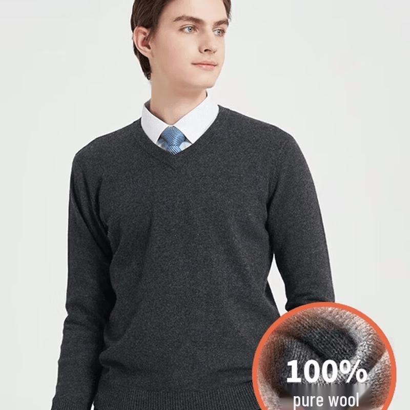 Hengyuanxiang Men s Pure Wool Knitted Sweater XL/175 темно-серого
