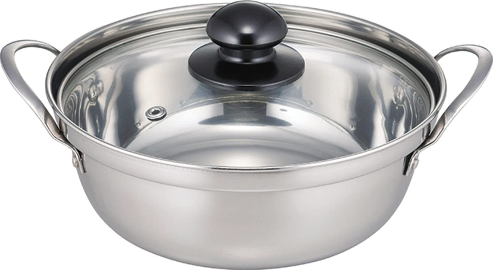

Kakusee Tabletop Small for Stainless Steel with Glass Small and Gas and Induction Shikisai Silver Pot, 18cm, 1-2 People, Rust-Resistant Lid,