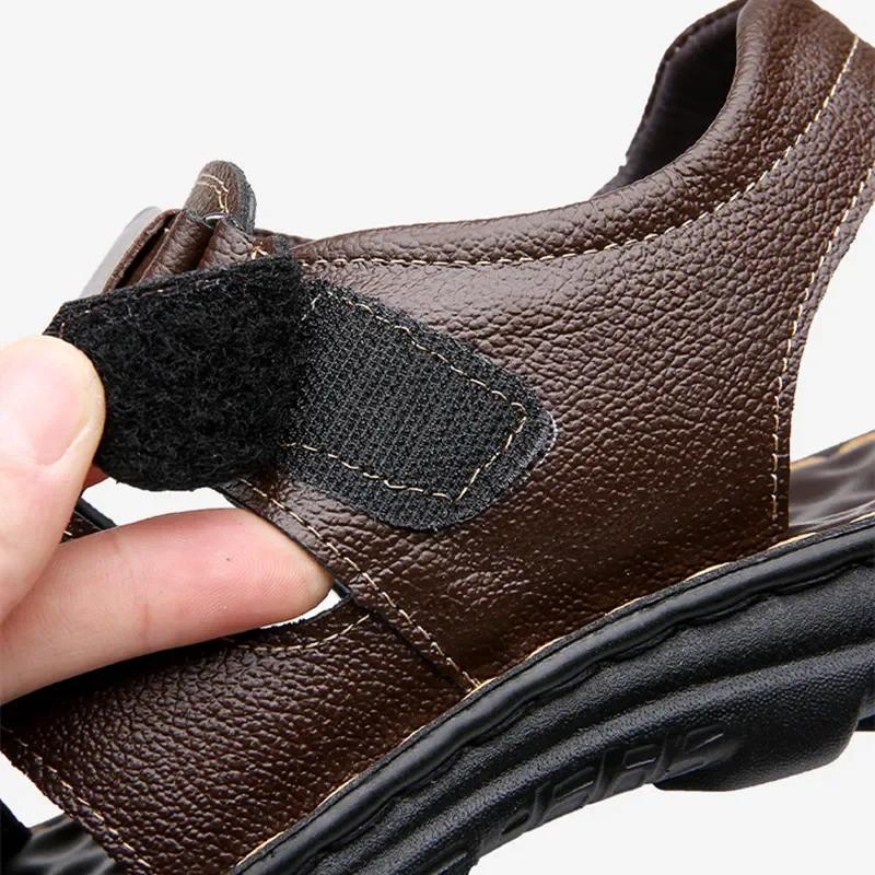 Whoholl Brand Patent Leather Men Shoes Summer New Large Size Men's Sandals Men Sandals Fashion Sandals Slippers Big Size 38-44