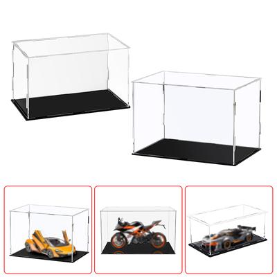 Transparente Modell-Display-Box, Aufbewahrungsbox für Spielzeugfiguren, Acryl, klar, für 1/18 Diecast-Modell, schwarze Basis, staubdichte Aufbewahrungsbox, Modell