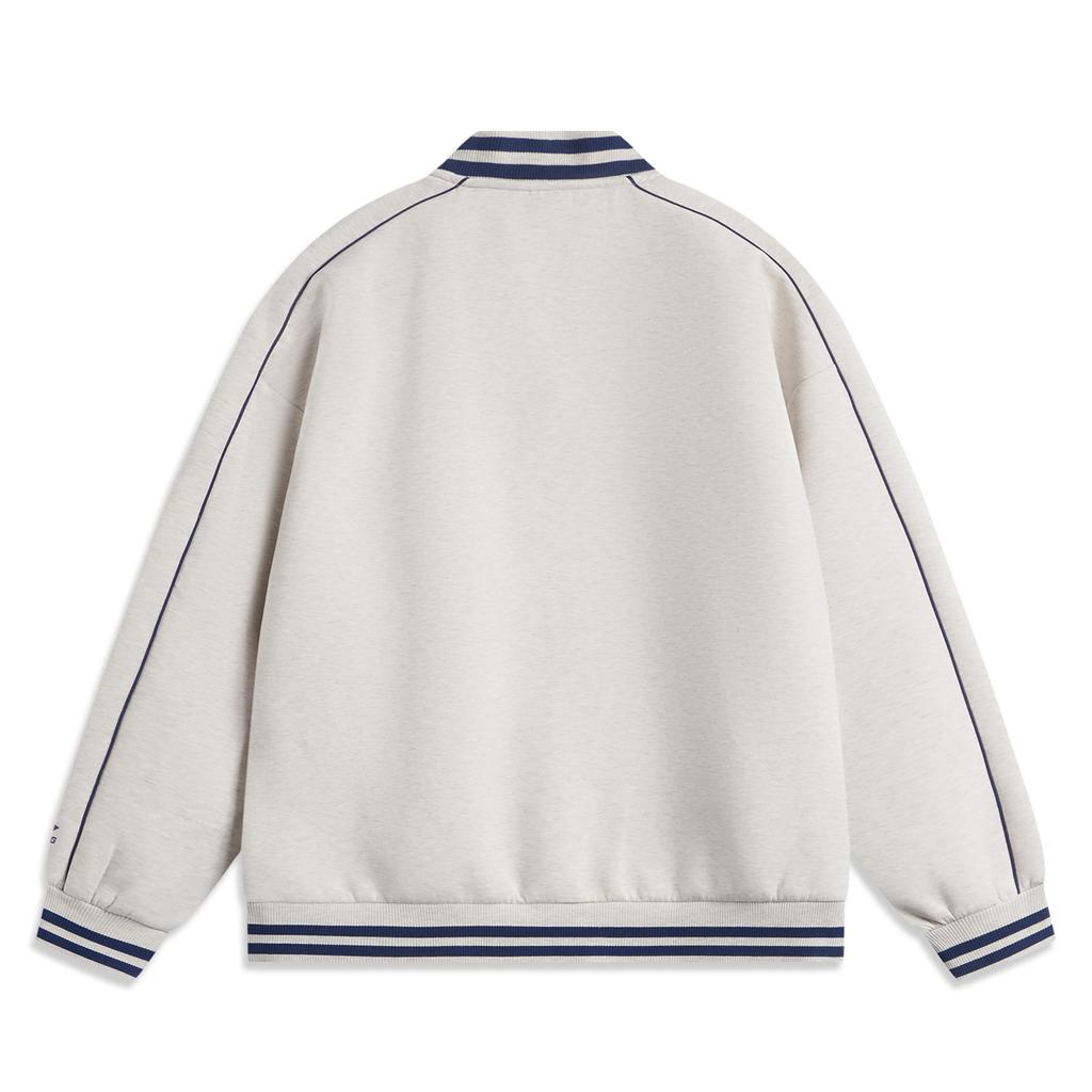 Li Ning Sports Lifestyle Series American Trend Retro Baseball Cardigan Button-Up Comfortable Casual Sweatshirt Unisex Sweatshirt AWDUF67-3