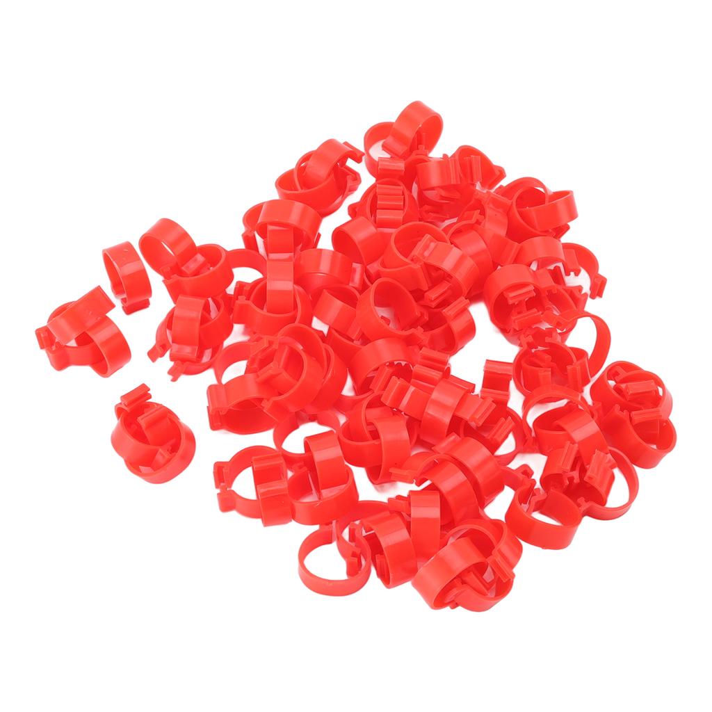 100pcs Poultry Feet Rings PP Plastic Reusable Chicken Duck Goose Leg Bands for Identification Red 25mm 1in