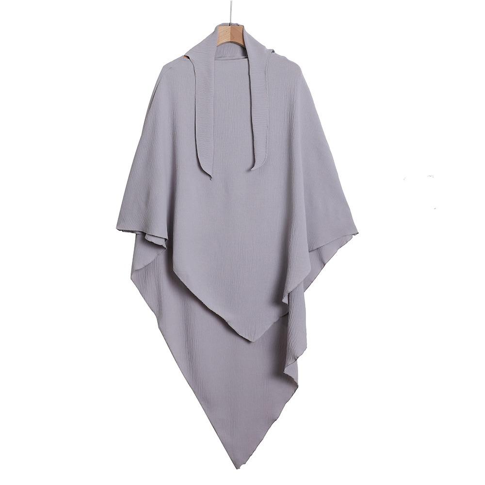 Solid Color Elegant Muslim Head Covering Ready to Wear Tie Closure Prayer Headscarf Long Breathable Abaya Hijab for Women
