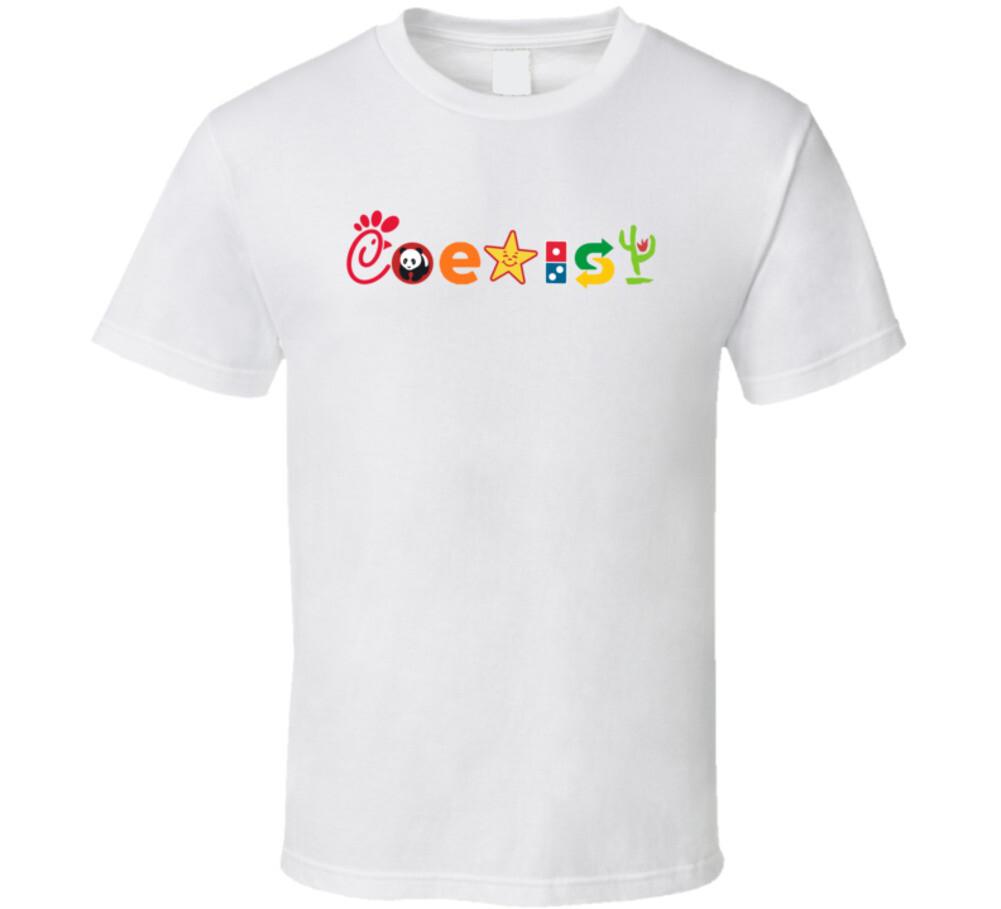 Coexist Fast Food Restaurants T Shirt Mens Womens Tees Top 2XL