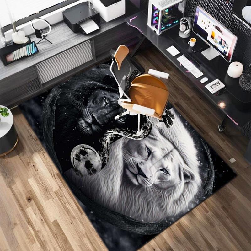 1PC Lion Pattern Printed Carpet Rug for Living Room Bedroom Home Sofa Decoration,Non-slip Floor Mat Floor Mat