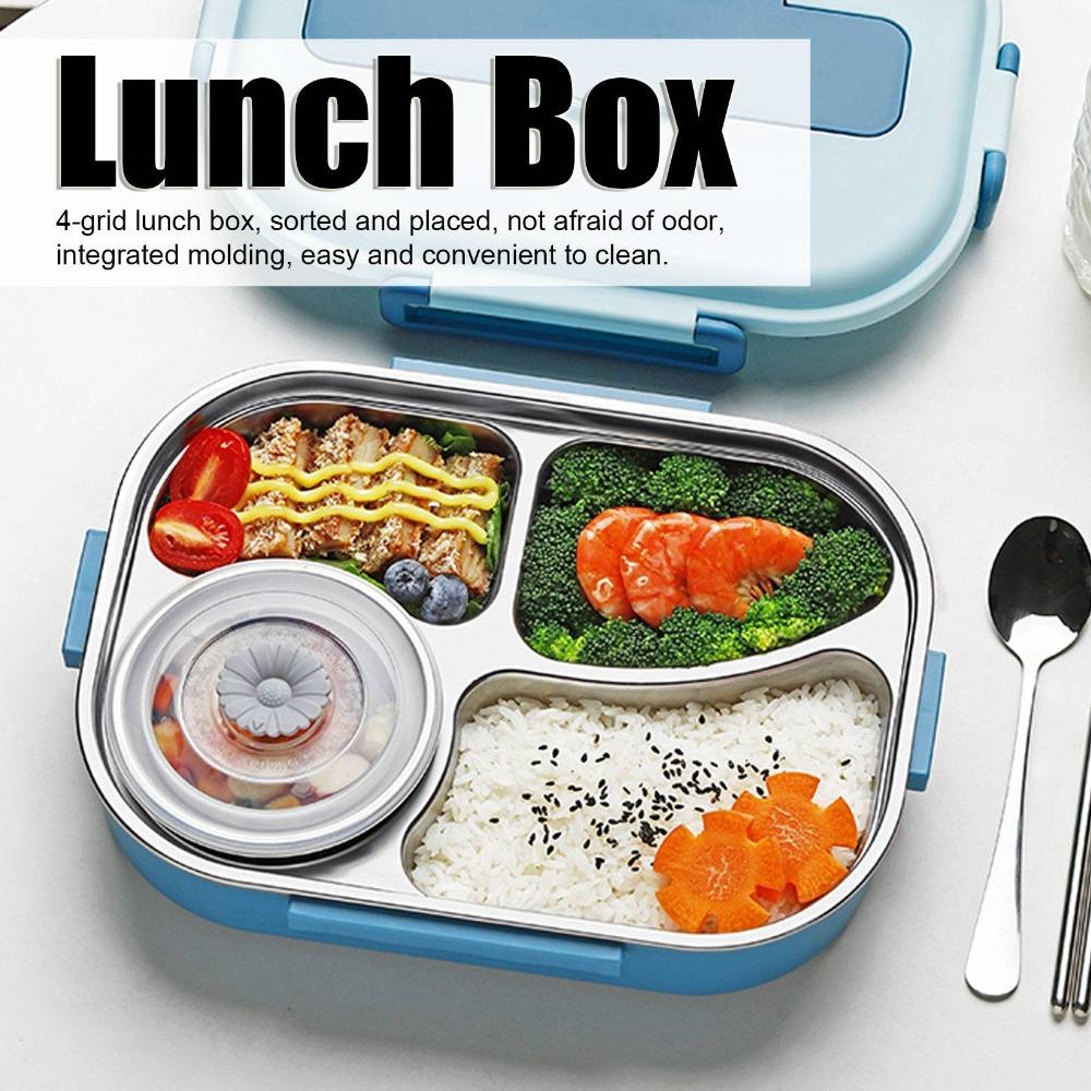 Includes Soup Bowl Portable Bento Box 4-Compartment Food Storage Container For Adults