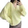 Fall Winter Women's Ultra Soft V-Neck Faux Mink Sweater Lazy Style Loose Knit Top