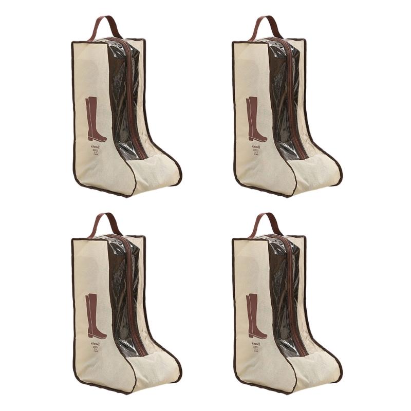 Set of 4 Dust Proof Shoe Storage Bags MultiPurpose Waterproof PVC Boot Organizer Cover For Home And Commute Use