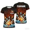 Funny 3D Print Bowling Ball Pattern Men's T Shirt Personalization Name Bowling Team Jerseys Casual O-neck Loose Short Sleeve Top