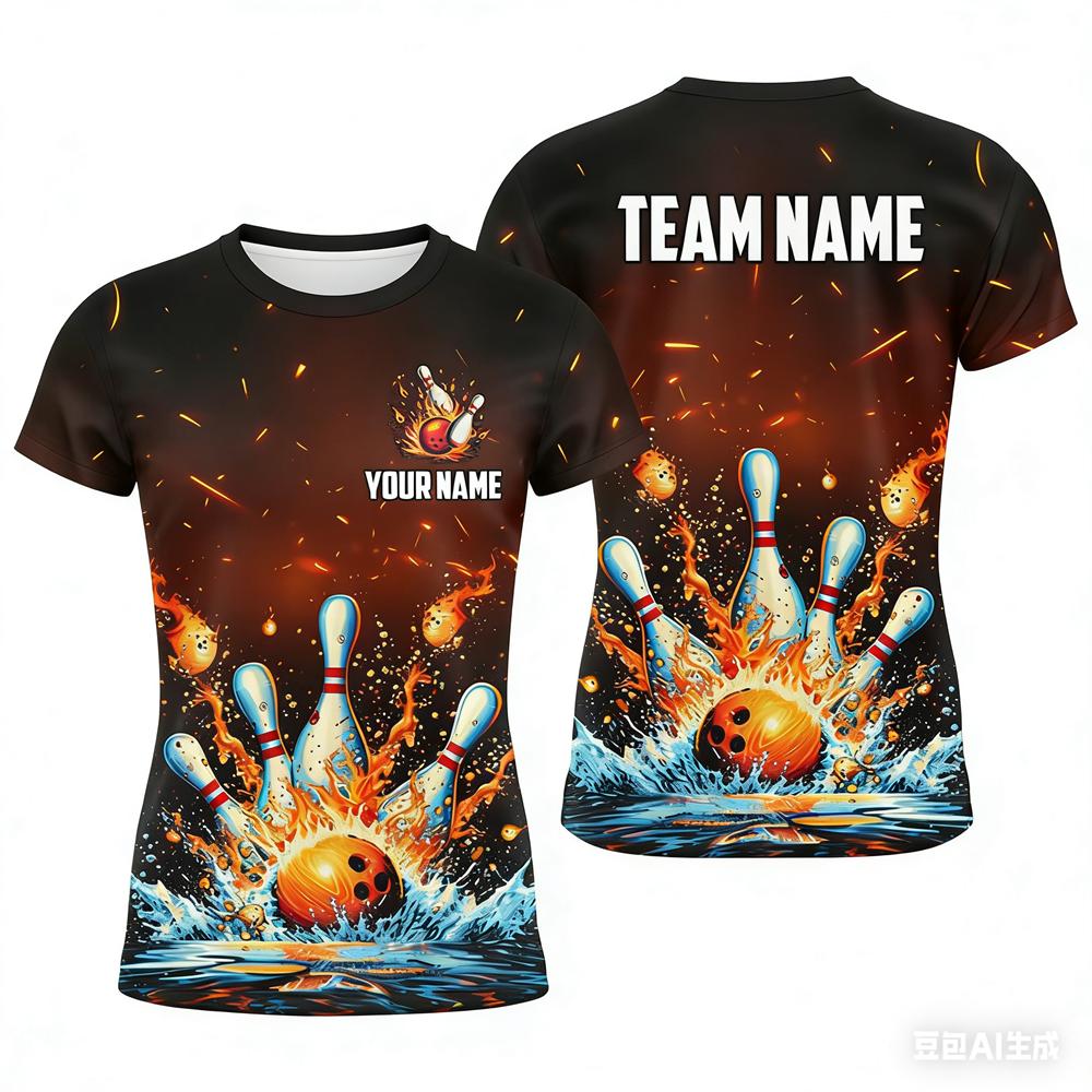 Funny 3D Print Bowling Ball Pattern Men's T Shirt Personalization Name Bowling Team Jerseys Casual O-neck Loose Short Sleeve Top