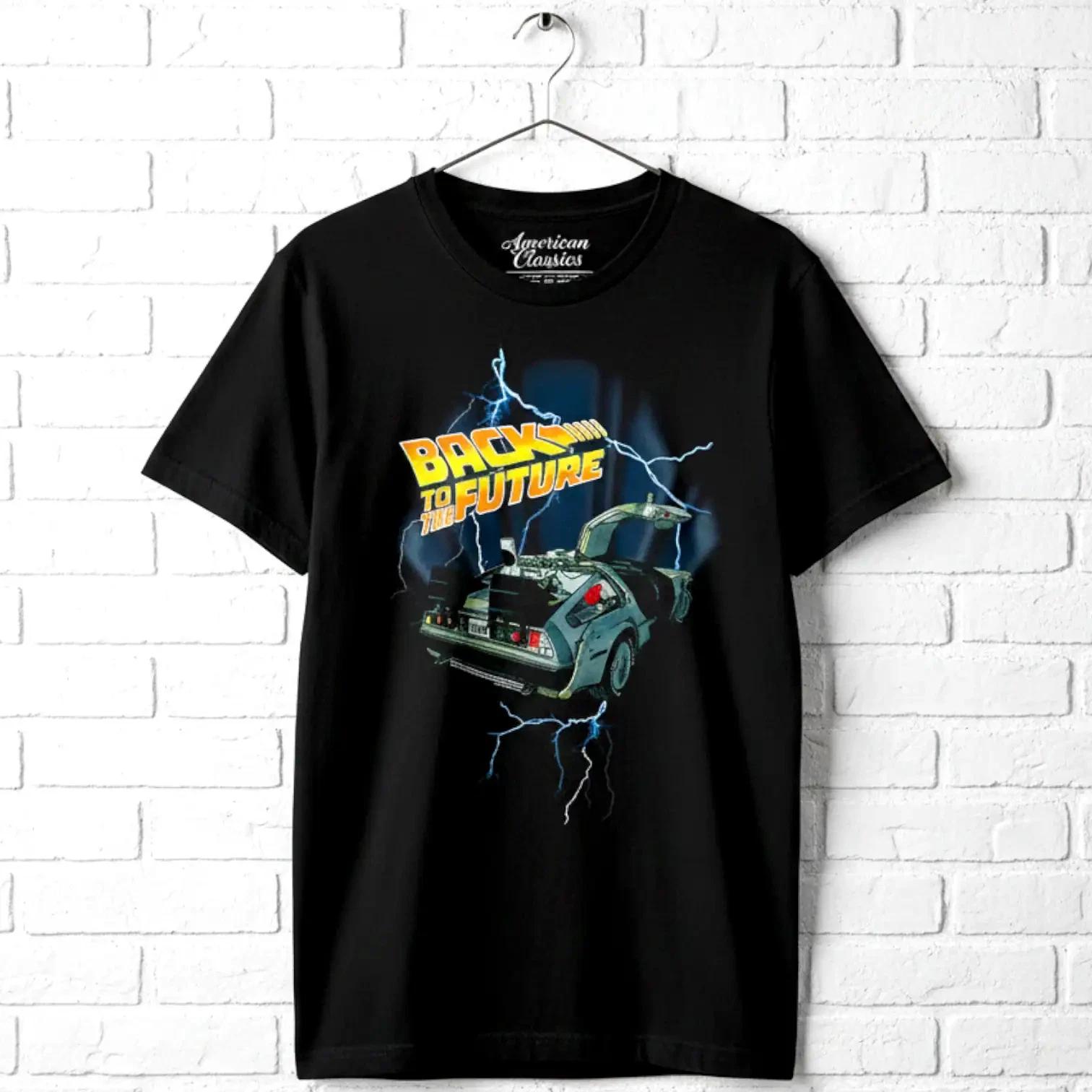 Back to The Future Lightning DeLorean Men s T Shirt XL