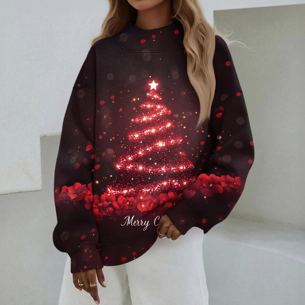 Mock Neck Sweatshirt Women Fall Comfort Oversized Sweatshirt Dressy Pullover Sweatshirts No Hood Cozy Turtleneck Tops