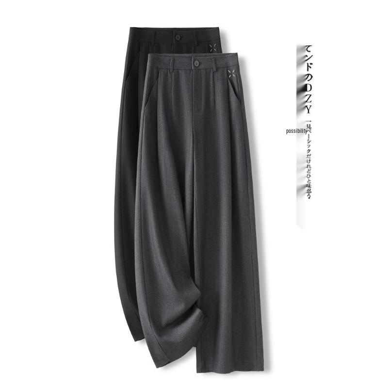 

Women s Gray High-End Drapey Wide-Leg Pants - Spring/Autumn 2025 Collection 30/2XL for 125-135 lbs чорний