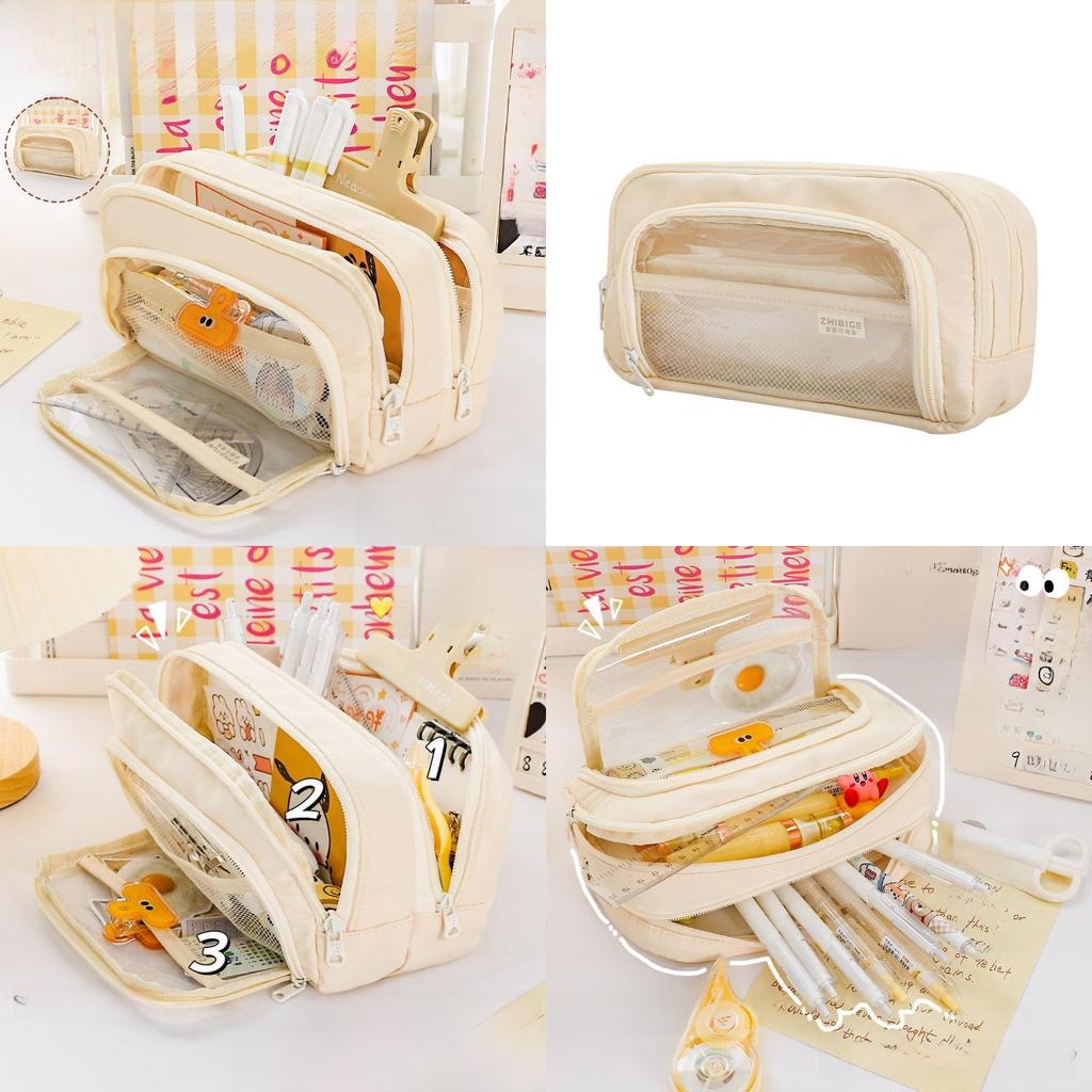 Minimalist Clear Large Pencil Case With Transparent Window For Students And Teens