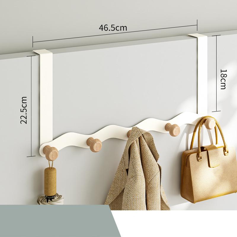 Wave Shaped Door Hook Bedroom Door Back Hanging Hanger Living Room Key Coat Hook Punch-Free Wall Mounted Wooden Hooks Wall Decor