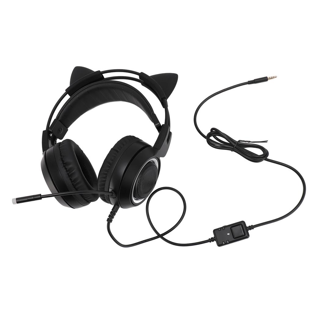 Gaming Hdset 3.5mm Plug Stereo Noise Reduction Cute Cat   Over r Hdphone with Mic for Girls for X BOX PC Phone