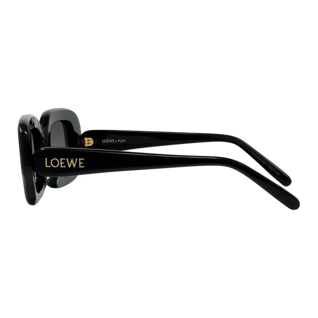 Loewe Logo Design Rectangular Sunglasses Unisex Sunglasses Black LW40158FL9001951