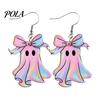 Pumpkin Basket Earrings 1 Pair Acrylic Halloween Earrings, Cute Pink Ghost Dangle Drop Holiday Costume Jewelry for Women Pendant