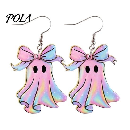 Pumpkin Basket Earrings 1 Pair Acrylic Halloween Earrings, Cute Pink Ghost Dangle Drop Holiday Costume Jewelry for Women Pendant