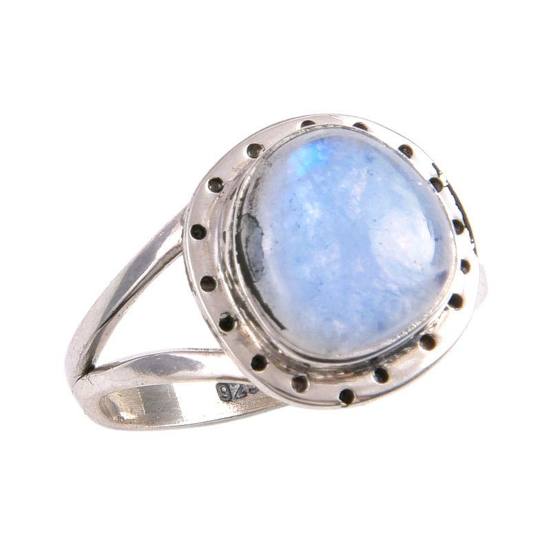 Natural Rainbow Moonstone Gemstone 925 Solid Silver Jewelry Ring Size 7.5 W2N44
