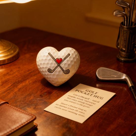 Golf Pocket Hug with Card Heart-Shaped Softball Golf Ball Pocket Hug Token Encouragement Keepsake Gift for Softball Lovers Golfers Sports Enthusiasts