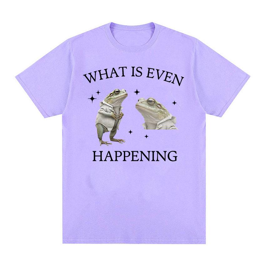 

Футболка What Is Even Happening Frog Funny Meme, мужские модные футболки в стиле ретро в стиле Харадзюку, повседневная футболка унисекс из 100% хлопка, футболка большого размера