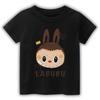 2025 Popular Children's Clothing Short Sleeved LABUBU Ugly and Cute Pattern Round Neck T-shirt Cartoon Style Girl's Top