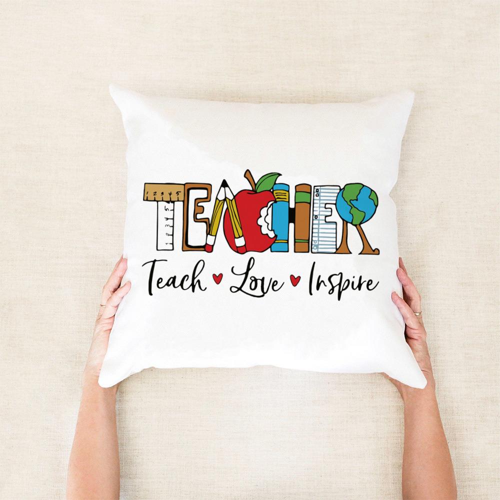 

Наволочка Teach Love Inspire White Постельное белье Красивые подарки премиум-качества для учителя Домашние декоративные милые подарки M