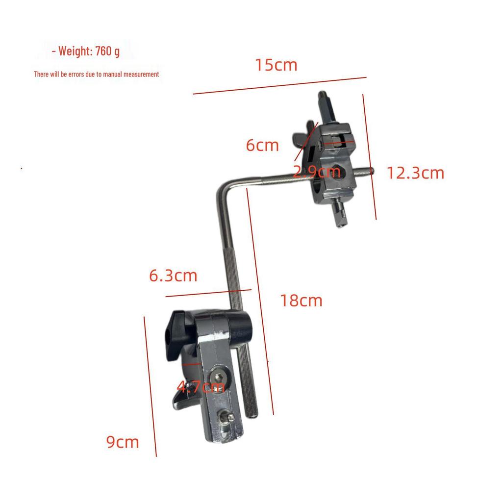 Bass Drum Hi-Hat Cowbell Extension Rack with Brass Stick Holder Attachment