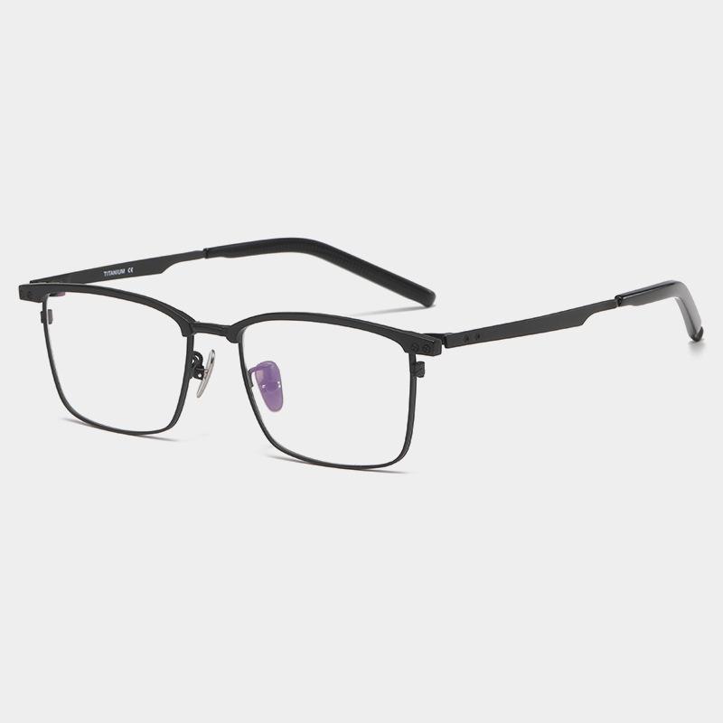 

Italian Brand Replica Men s Business Eyebrow Frame Retro Pure Titanium Square Workplace Elite Eyewear Korean Japanese Eyeglass Demo Lens чорний