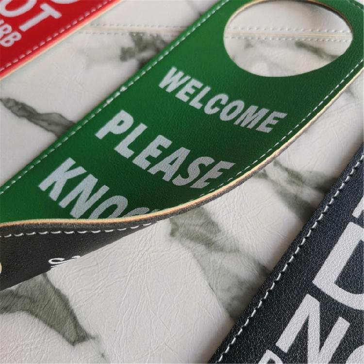 Reuseable PU Leather Double Sided Office Door Sign For Meeting Room Privacy Do Not Disturb Knock Please Hanging Sign