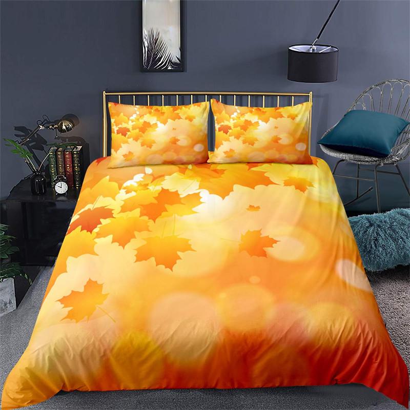 Maple Leaves Duvet Cover Autumn Theme Bedding Set Microfiber Botanical Leaf Comforter Cover Twin Full King For Kids Adult Room