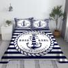 Boat Anchor Blue And White Stripes Bed Sheet Set 3D Printed Navy Bed Flat Sheet With Pillowcase Bed Linen King Queen Size