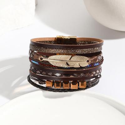Braccialetto Magnetico Multicolore in Piume Fatto a Mano per Donna