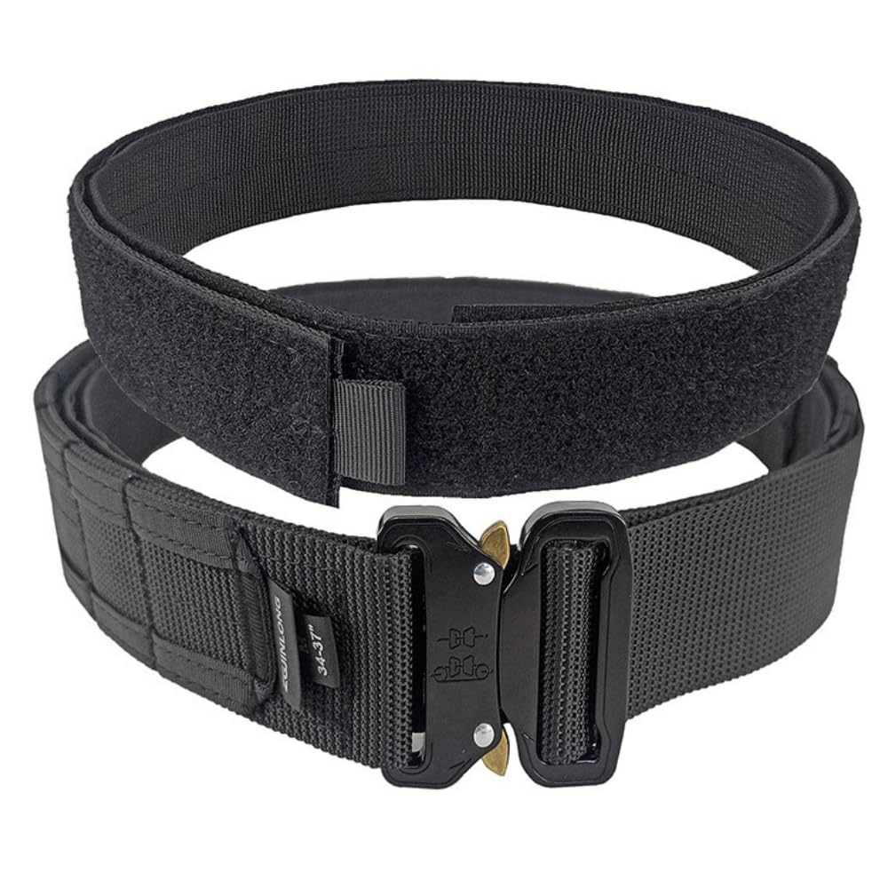 

ideamall Tactical Airsoft Belt, Military Belt, One-Touch Belt with Cobra Buckle, Black (L (140cm))